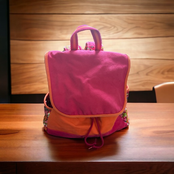 VERA BRADLEY PINK SWIRLS CANVAS BACK PACK - Picture 8 of 12
